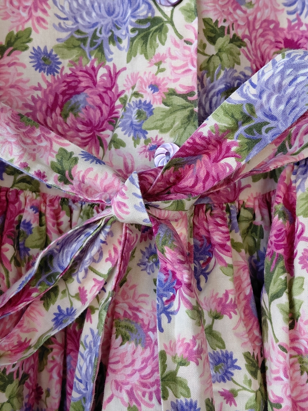 Vintage Girls Floral Dress Size 6 | Pink Purple Cottagecore Tie Back - Picture 6 of 15
